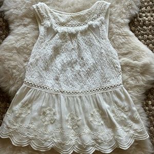 Anthropologie Meadow Rue Smocked Bodice Ivory Sleeveless Blouse Small